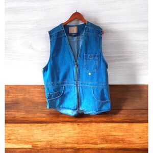 Vintage CZ Basics 90s Inspired Denim Vest Large Blue Jean Sleeveless Utility NWT